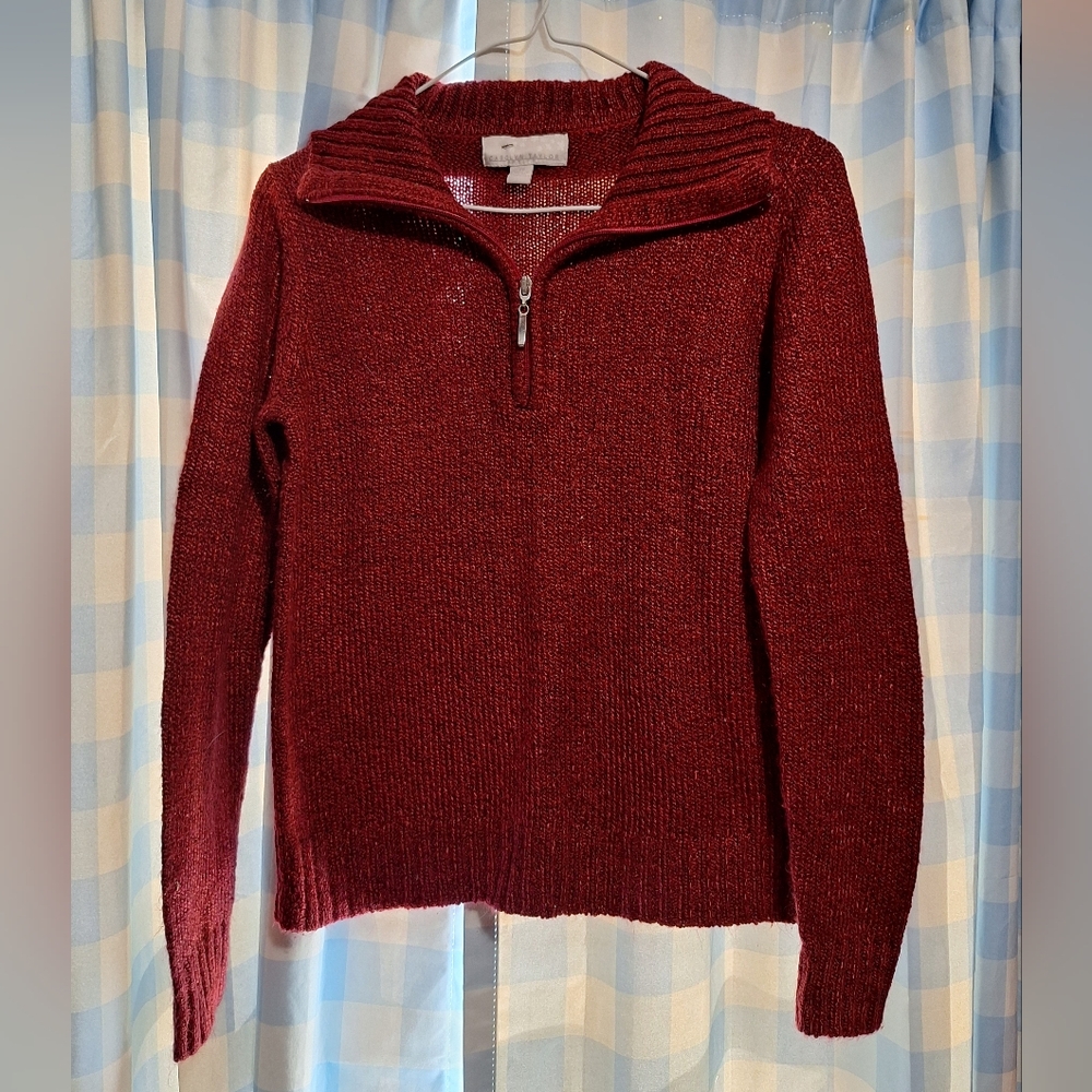 Carolyn Taylor Women's Wine Colored Half-Zipper Sweater